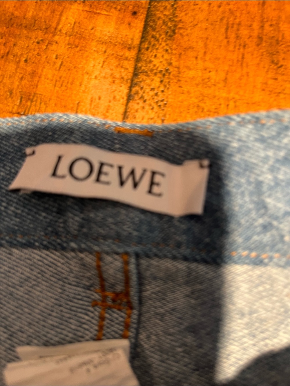 Loewe Blue Denim skirt with Brown Leather Logo Patch - Picture 8 of 11